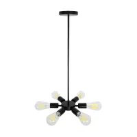 GLOBOSTAR® CONFOR 01036 Μοντέρνο Φωτιστικό Οροφής με Ντουί 6 x E27 AC 220-240V IP20 - Μαύρο - Μ24 x Π24 x Υ8cm