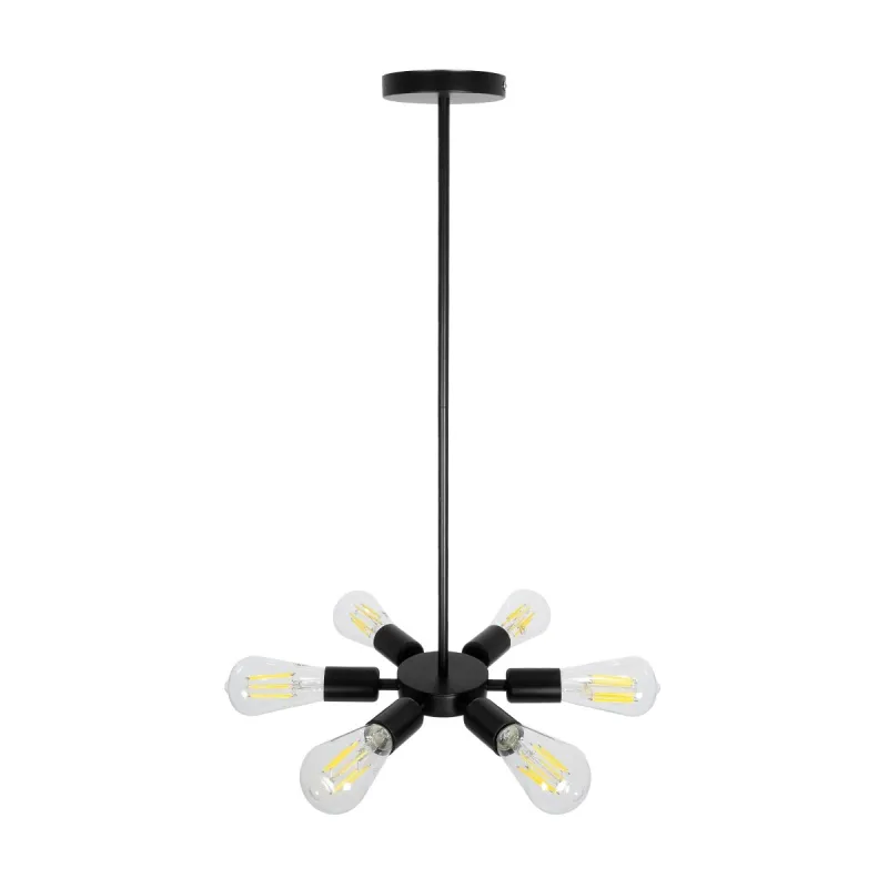GLOBOSTAR® CONFOR 01036 Μοντέρνο Φωτιστικό Οροφής με Ντουί 6 x E27 AC 220-240V IP20 - Μαύρο - Μ24 x Π24 x Υ8cm