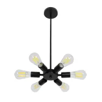 GLOBOSTAR® CONFOR 01036 Μοντέρνο Φωτιστικό Οροφής με Ντουί 6 x E27 AC 220-240V IP20 - Μαύρο - Μ24 x Π24 x Υ8cm