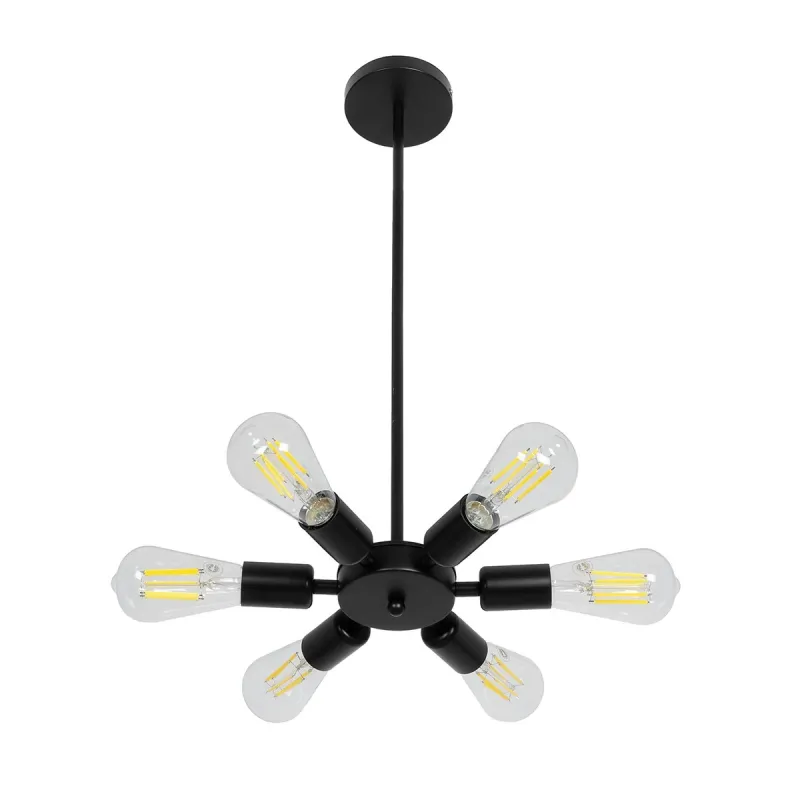 GLOBOSTAR® CONFOR 01036 Μοντέρνο Φωτιστικό Οροφής με Ντουί 6 x E27 AC 220-240V IP20 - Μαύρο - Μ24 x Π24 x Υ8cm