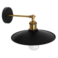 GLOBOSTAR® MINIMALL 01039 Vintage Φωτιστικό Τοίχου - Απλίκα με Ντουί 1 x E27 AC 220-240V IP20 - Μαύρο & Χρυσό - Μ22 x Π39 x Υ18cm