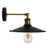 GLOBOSTAR® MINIMALL 01039 Vintage Φωτιστικό Τοίχου - Απλίκα με Ντουί 1 x E27 AC 220-240V IP20 - Μαύρο & Χρυσό - Μ22 x Π39 x Υ18cm