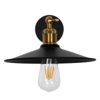 GLOBOSTAR® MINIMALL 01039 Vintage Φωτιστικό Τοίχου - Απλίκα με Ντουί 1 x E27 AC 220-240V IP20 - Μαύρο & Χρυσό - Μ22 x Π39 x Υ18cm