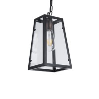 GLOBOSTAR® LIMA 01040 Vintage Κρεμαστό Φωτιστικό Οροφής με Ντουί 1 x E27 AC 220-240V IP20 - Μαύρο & Διάφανο - Μ17 x Π14 x Υ26cm