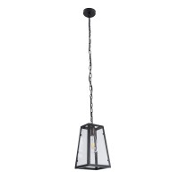 GLOBOSTAR® LIMA 01040 Vintage Κρεμαστό Φωτιστικό Οροφής με Ντουί 1 x E27 AC 220-240V IP20 - Μαύρο & Διάφανο - Μ17 x Π14 x Υ26cm