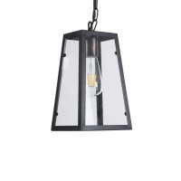 GLOBOSTAR® LIMA 01040 Vintage Κρεμαστό Φωτιστικό Οροφής με Ντουί 1 x E27 AC 220-240V IP20 - Μαύρο & Διάφανο - Μ17 x Π14 x Υ26cm