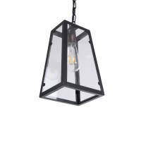 GLOBOSTAR® LIMA 01040 Vintage Κρεμαστό Φωτιστικό Οροφής με Ντουί 1 x E27 AC 220-240V IP20 - Μαύρο & Διάφανο - Μ17 x Π14 x Υ26cm