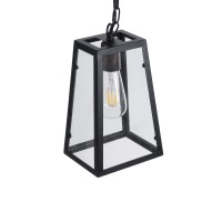 GLOBOSTAR® LIMA 01040 Vintage Κρεμαστό Φωτιστικό Οροφής με Ντουί 1 x E27 AC 220-240V IP20 - Μαύρο & Διάφανο - Μ17 x Π14 x Υ26cm