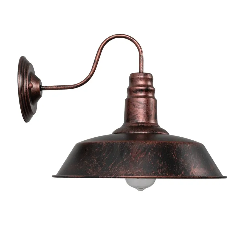 GLOBOSTAR® RAY 01052 Vintage Φωτιστικό Τοίχου - Απλίκα με Ντουί 1 x E27 AC 220-240V IP20 - Χάλκινο Εφέ Σκουριάς - Μ36 x Π42 x Υ32cm