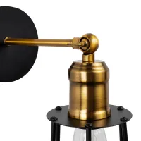 GLOBOSTAR® CATEL 01054 Vintage Φωτιστικό Τοίχου - Απλίκα με Ντουί 1 x E27 AC 220-240V IP20 - Μαύρο & Χρυσό - Μ15 x Π26 x Υ31cm