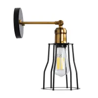 GLOBOSTAR® CATEL 01054 Vintage Φωτιστικό Τοίχου - Απλίκα με Ντουί 1 x E27 AC 220-240V IP20 - Μαύρο & Χρυσό - Μ15 x Π26 x Υ31cm