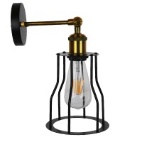 GLOBOSTAR® CATEL 01054 Vintage Φωτιστικό Τοίχου - Απλίκα με Ντουί 1 x E27 AC 220-240V IP20 - Μαύρο & Χρυσό - Μ15 x Π26 x Υ31cm