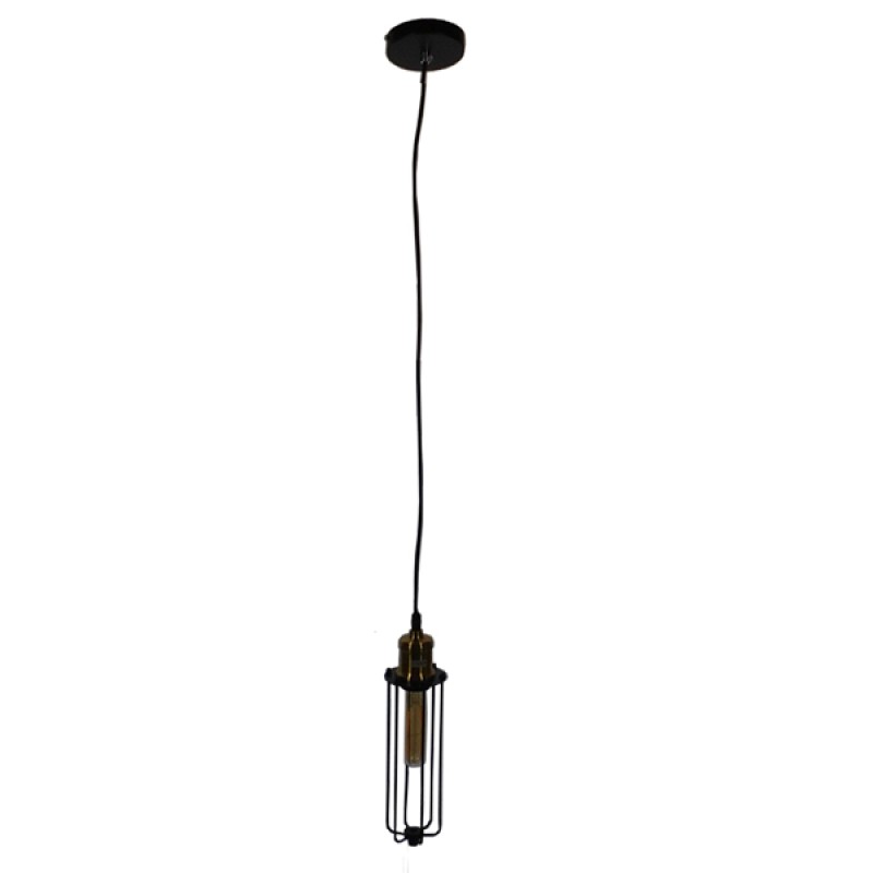 GLOBOSTAR® KLECE 01057 Vintage Κρεμαστό Φωτιστικό Οροφής με Ντουί 1 x E27 AC 220-240V IP20 - Μαύρο & Χρυσό - Μ8 x Π8 x Υ28cm