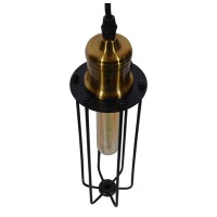 GLOBOSTAR® KLECE 01057 Vintage Κρεμαστό Φωτιστικό Οροφής με Ντουί 1 x E27 AC 220-240V IP20 - Μαύρο & Χρυσό - Μ8 x Π8 x Υ28cm