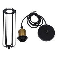 GLOBOSTAR® KLECE 01057 Vintage Κρεμαστό Φωτιστικό Οροφής με Ντουί 1 x E27 AC 220-240V IP20 - Μαύρο & Χρυσό - Μ8 x Π8 x Υ28cm