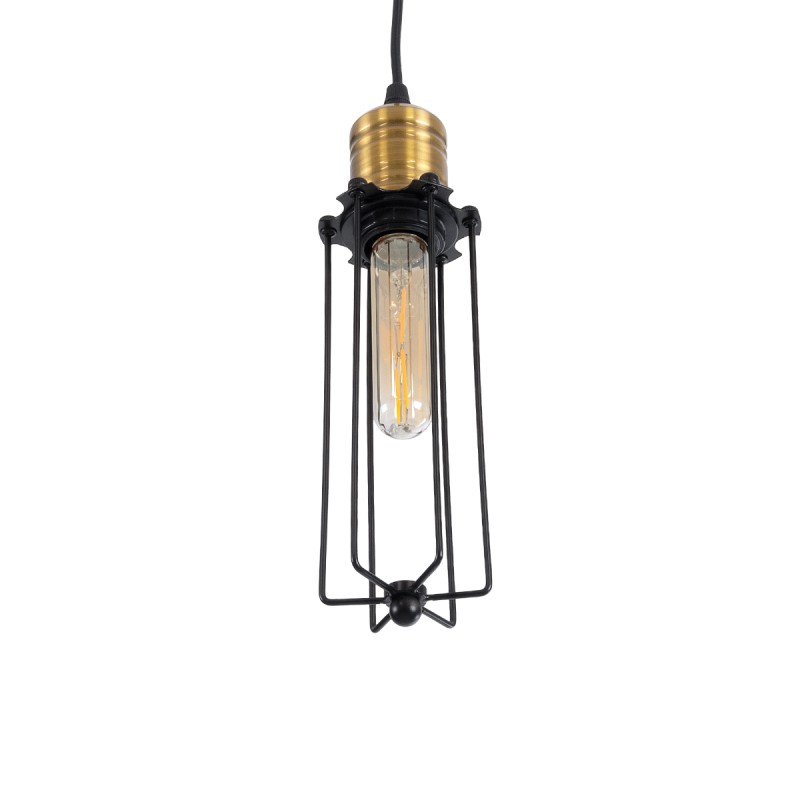GLOBOSTAR® KLECE 01057 Vintage Κρεμαστό Φωτιστικό Οροφής με Ντουί 1 x E27 AC 220-240V IP20 - Μαύρο & Χρυσό - Μ8 x Π8 x Υ28cm