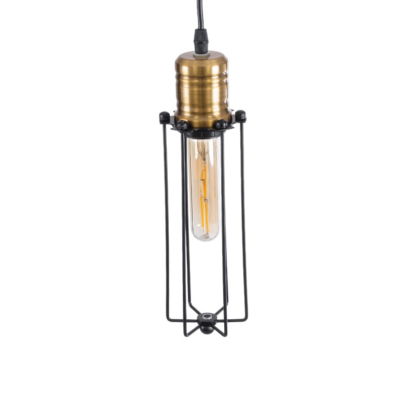 GLOBOSTAR® KLECE 01057 Vintage Κρεμαστό Φωτιστικό Οροφής με Ντουί 1 x E27 AC 220-240V IP20 - Μαύρο & Χρυσό - Μ8 x Π8 x Υ28cm