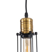 GLOBOSTAR® KLECE 01057 Vintage Κρεμαστό Φωτιστικό Οροφής με Ντουί 1 x E27 AC 220-240V IP20 - Μαύρο & Χρυσό - Μ8 x Π8 x Υ28cm