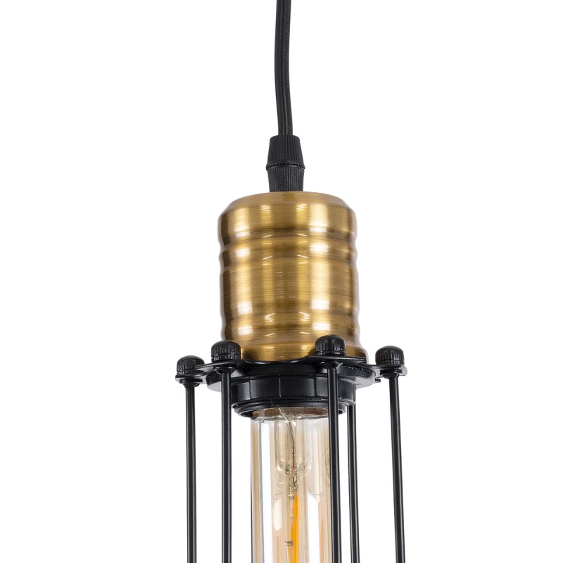 GLOBOSTAR® KLECE 01057 Vintage Κρεμαστό Φωτιστικό Οροφής με Ντουί 1 x E27 AC 220-240V IP20 - Μαύρο & Χρυσό - Μ8 x Π8 x Υ28cm
