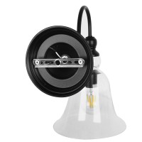 GLOBOSTAR® LILLY 01064 Vintage Φωτιστικό Τοίχου - Απλίκα με Ντουί 1 x E27 AC 220-240V IP20 - Μαύρο & Διάφανο - Μ38 x Π20 x Υ37cm