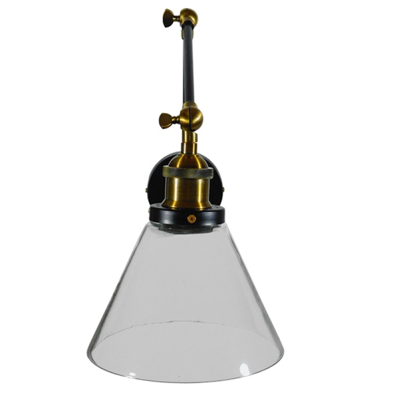 GLOBOSTAR® BINGLEY 01068 Vintage Φωτιστικό Τοίχου - Απλίκα με Ντουί 1 x E27 AC 220-240V IP20 - Διάφανο & Χρυσό - Μ18 x Π40 x Υ43cm