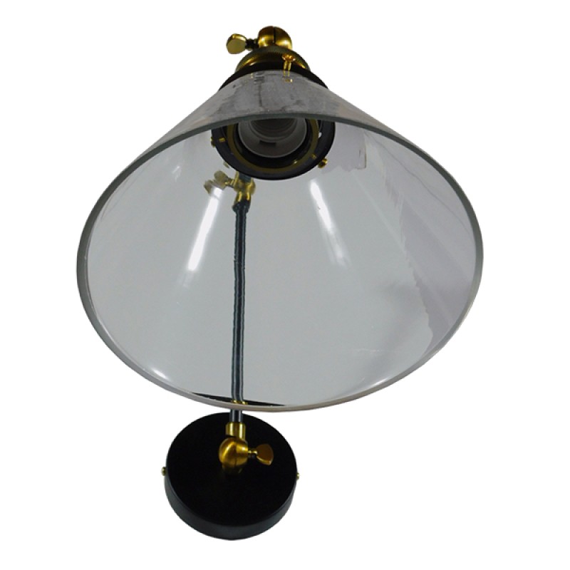 GLOBOSTAR® BINGLEY 01068 Vintage Φωτιστικό Τοίχου - Απλίκα με Ντουί 1 x E27 AC 220-240V IP20 - Διάφανο & Χρυσό - Μ18 x Π40 x Υ43cm