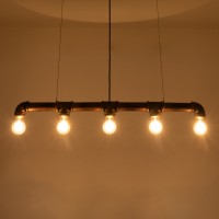 GLOBOSTAR® CANAL 01070 Vintage Κρεμαστό Φωτιστικό Οροφής με Ντουί 5 x E27 AC 220-240V IP20 - Χάλκινο Εφέ Σκουριάς - Μ88 x Π5 x Υ7cm