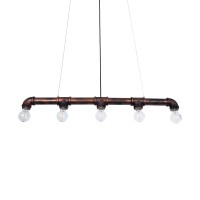 GLOBOSTAR® CANAL 01070 Vintage Κρεμαστό Φωτιστικό Οροφής με Ντουί 5 x E27 AC 220-240V IP20 - Χάλκινο Εφέ Σκουριάς - Μ88 x Π5 x Υ7cm