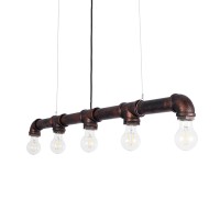 GLOBOSTAR® CANAL 01070 Vintage Κρεμαστό Φωτιστικό Οροφής με Ντουί 5 x E27 AC 220-240V IP20 - Χάλκινο Εφέ Σκουριάς - Μ88 x Π5 x Υ7cm