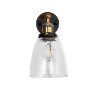 GLOBOSTAR® LYDIA 01071 Vintage Φωτιστικό Τοίχου - Απλίκα με Ντουί 1 x E27 AC 220-240V IP20 - Μαύρο & Χρυσό - Μ14 x Π26 x Υ30cm