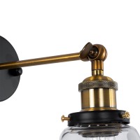 GLOBOSTAR® LYDIA 01071 Vintage Φωτιστικό Τοίχου - Απλίκα με Ντουί 1 x E27 AC 220-240V IP20 - Μαύρο & Χρυσό - Μ14 x Π26 x Υ30cm