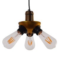 GLOBOSTAR® COPPER 01076 Vintage Κρεμαστό Φωτιστικό Οροφής με Ντουί 3 x E27 AC 220-240V IP20 - Χρυσό & Μαύρο - Μ14 x Π14 x Υ13cm