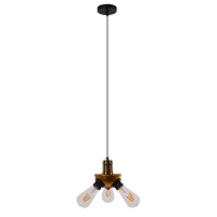 GLOBOSTAR® COPPER 01076 Vintage Κρεμαστό Φωτιστικό Οροφής με Ντουί 3 x E27 AC 220-240V IP20 - Χρυσό & Μαύρο - Μ14 x Π14 x Υ13cm