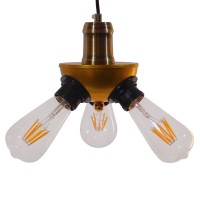GLOBOSTAR® COPPER 01076 Vintage Κρεμαστό Φωτιστικό Οροφής με Ντουί 3 x E27 AC 220-240V IP20 - Χρυσό & Μαύρο - Μ14 x Π14 x Υ13cm