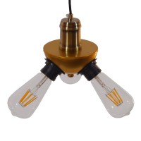GLOBOSTAR® COPPER 01076 Vintage Κρεμαστό Φωτιστικό Οροφής με Ντουί 3 x E27 AC 220-240V IP20 - Χρυσό & Μαύρο - Μ14 x Π14 x Υ13cm