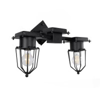 GLOBOSTAR® TORO 01079 Vintage Φωτιστικό Τοίχου - Απλίκα με Ντουί 2 x E27 AC 220-240V IP20 - Μαύρο - Μ44 x Π33 x Υ21cm