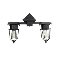 GLOBOSTAR® TORO 01079 Vintage Φωτιστικό Τοίχου - Απλίκα με Ντουί 2 x E27 AC 220-240V IP20 - Μαύρο - Μ44 x Π33 x Υ21cm