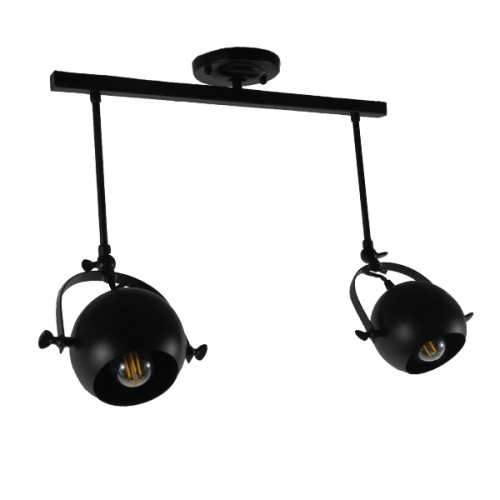 GLOBOSTAR® CANNES 01081 Μοντέρνο Φωτιστικό Οροφής με Ντουί 2 x E27 AC 220-240V IP20 - Μαύρο - Μ61 x Π12 x Υ48cm