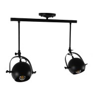 GLOBOSTAR® CANNES 01081 Μοντέρνο Φωτιστικό Οροφής με Ντουί 2 x E27 AC 220-240V IP20 - Μαύρο - Μ61 x Π12 x Υ48cm