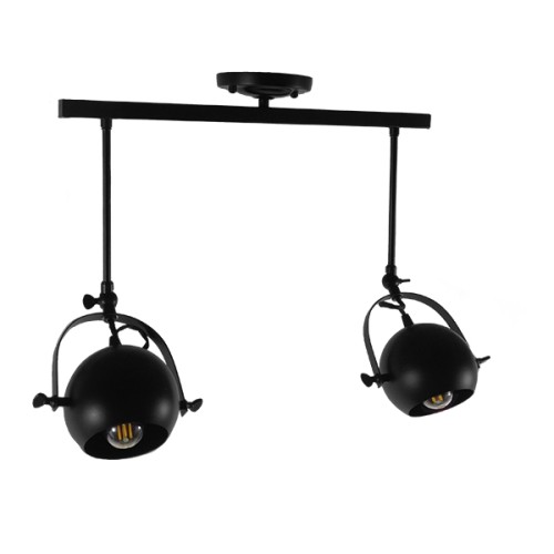 GLOBOSTAR® CANNES 01081 Μοντέρνο Φωτιστικό Οροφής με Ντουί 2 x E27 AC 220-240V IP20 - Μαύρο - Μ61 x Π12 x Υ48cm
