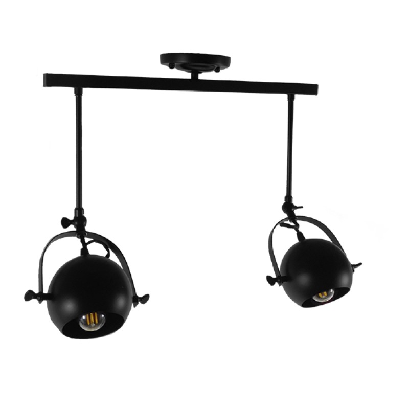 GLOBOSTAR® CANNES 01081 Μοντέρνο Φωτιστικό Οροφής με Ντουί 2 x E27 AC 220-240V IP20 - Μαύρο - Μ61 x Π12 x Υ48cm