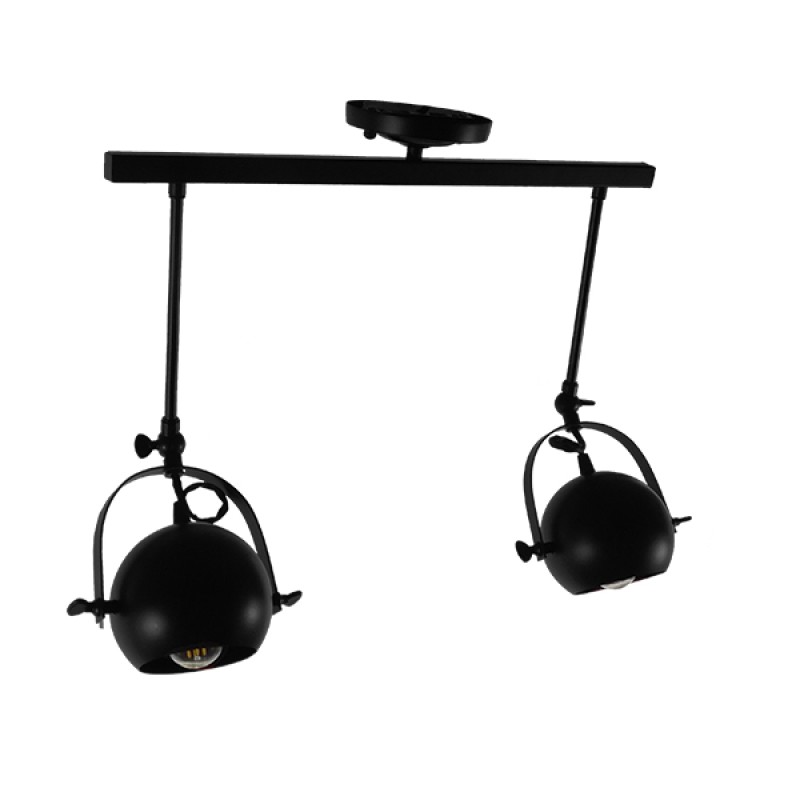 GLOBOSTAR® CANNES 01081 Μοντέρνο Φωτιστικό Οροφής με Ντουί 2 x E27 AC 220-240V IP20 - Μαύρο - Μ61 x Π12 x Υ48cm