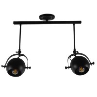 GLOBOSTAR® CANNES 01081 Μοντέρνο Φωτιστικό Οροφής με Ντουί 2 x E27 AC 220-240V IP20 - Μαύρο - Μ61 x Π12 x Υ48cm