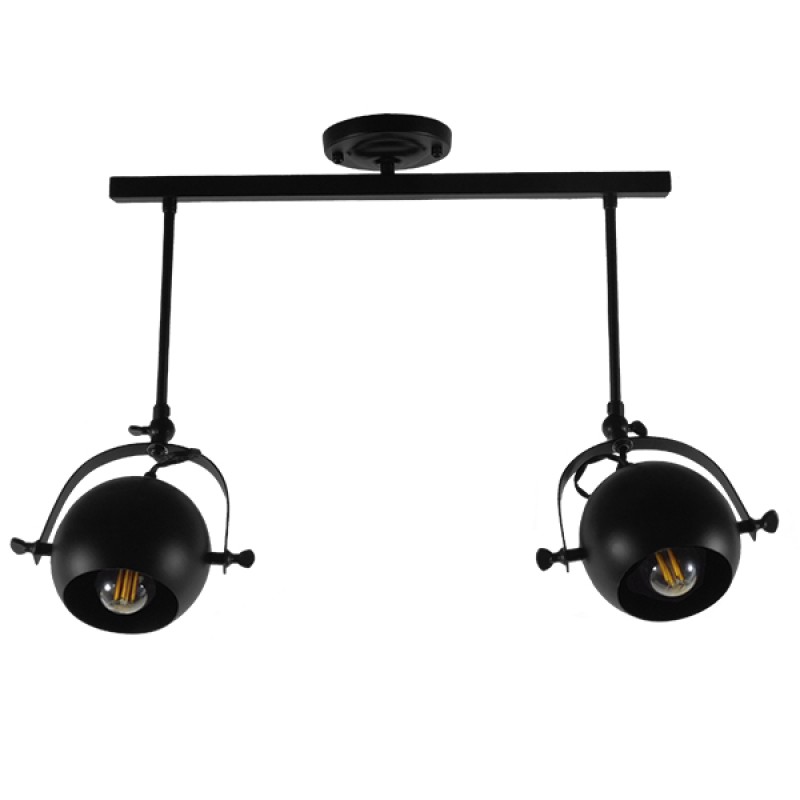 GLOBOSTAR® CANNES 01081 Μοντέρνο Φωτιστικό Οροφής με Ντουί 2 x E27 AC 220-240V IP20 - Μαύρο - Μ61 x Π12 x Υ48cm