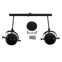 GLOBOSTAR® CANNES 01081 Μοντέρνο Φωτιστικό Οροφής με Ντουί 2 x E27 AC 220-240V IP20 - Μαύρο - Μ61 x Π12 x Υ48cm