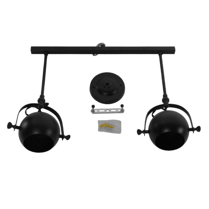 GLOBOSTAR® CANNES 01081 Μοντέρνο Φωτιστικό Οροφής με Ντουί 2 x E27 AC 220-240V IP20 - Μαύρο - Μ61 x Π12 x Υ48cm