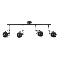 GLOBOSTAR® CANNES 01082 Μοντέρνο Φωτιστικό Οροφής με Ντουί 4 x E27 AC 220-240V IP20 - Μαύρο - Μ108 x Π12 x Υ48cm