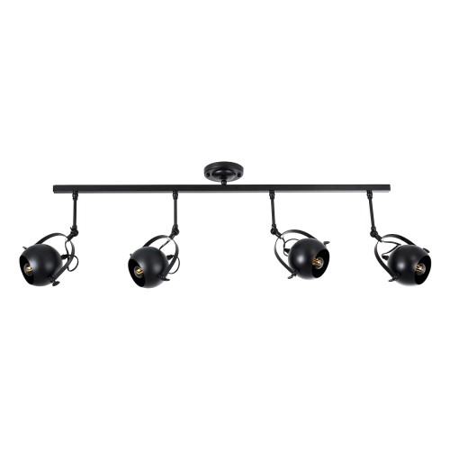 GLOBOSTAR® CANNES 01082 Μοντέρνο Φωτιστικό Οροφής με Ντουί 4 x E27 AC 220-240V IP20 - Μαύρο - Μ108 x Π12 x Υ48cm