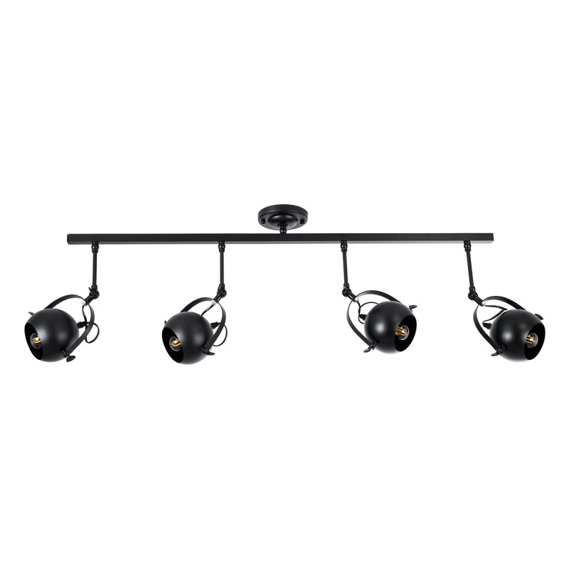 GLOBOSTAR® CANNES 01082 Μοντέρνο Φωτιστικό Οροφής με Ντουί 4 x E27 AC 220-240V IP20 - Μαύρο - Μ108 x Π12 x Υ48cm