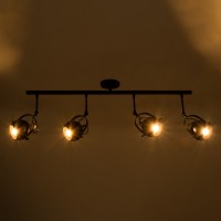 GLOBOSTAR® CANNES 01082 Μοντέρνο Φωτιστικό Οροφής με Ντουί 4 x E27 AC 220-240V IP20 - Μαύρο - Μ108 x Π12 x Υ48cm